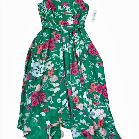 Eliza J Green Green Floral Faux Wrap Midi Dress | like new condition - Picture 3 of 6